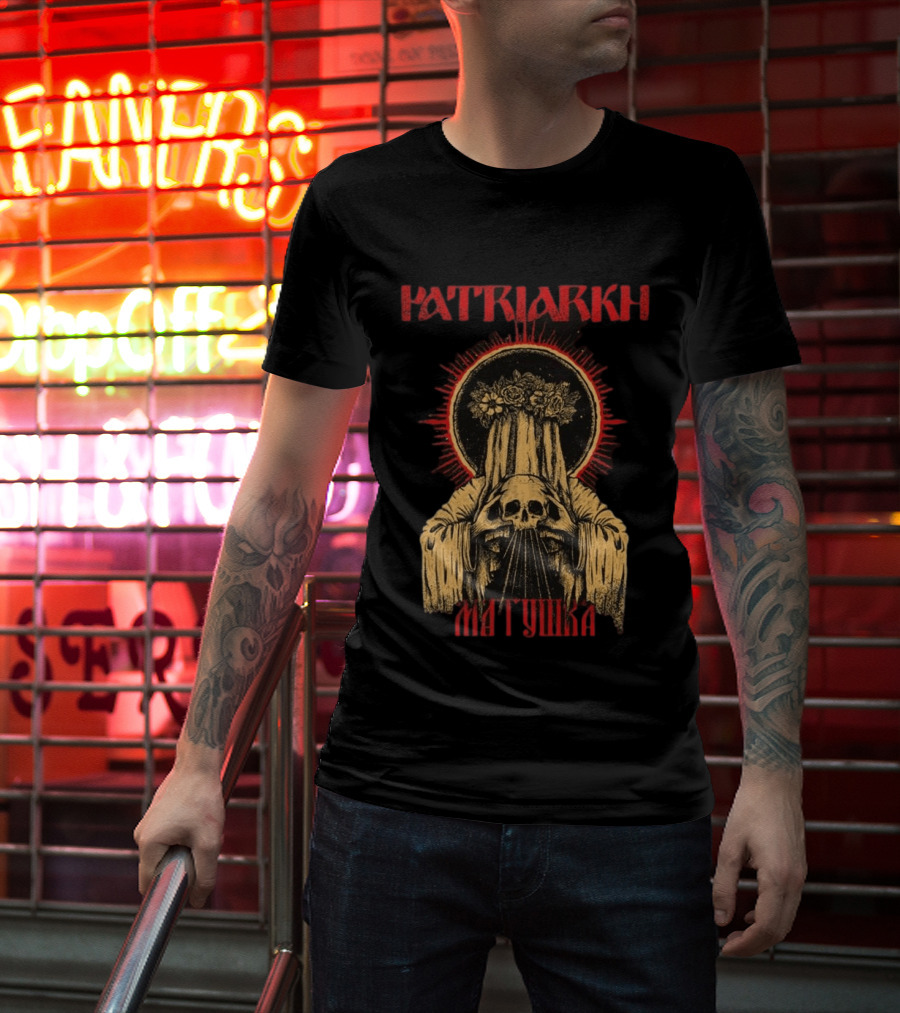 Patriarkh Matushka Skeleton Halo Floral Hooded Figure T-Shirt