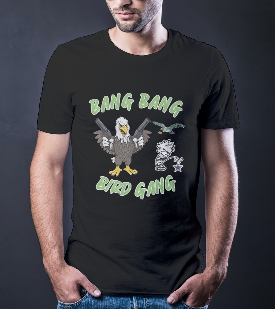 Bang Bang Bird Gang Eagle Guns Calvin Peeing Star T-Shirt