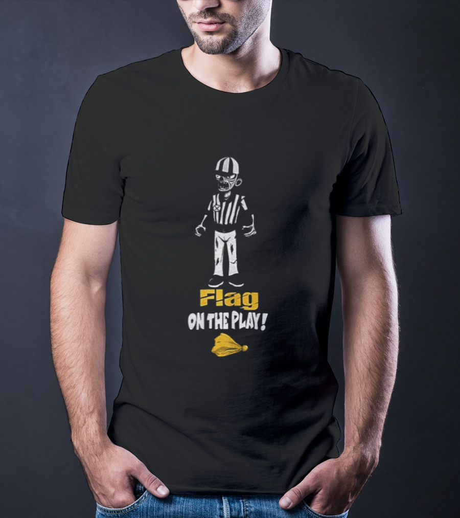 Zombie Referee Flag On The Play Halloween Humor T-Shirt