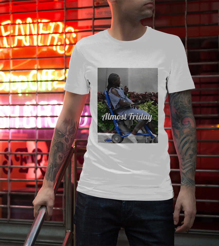 Almost Friday Offset Cigarette Wheelchair Vibes T-Shirt
