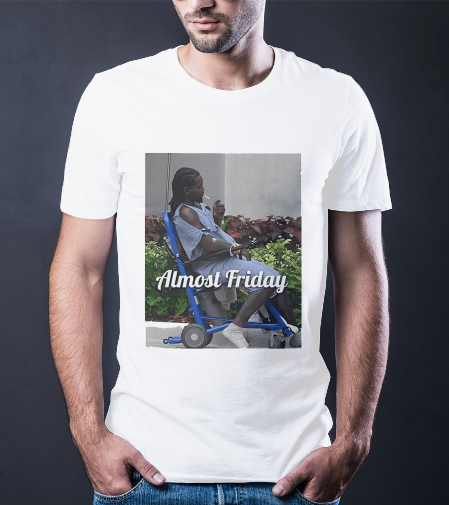 Almost Friday Offset Cigarette Wheelchair Vibes T-Shirt