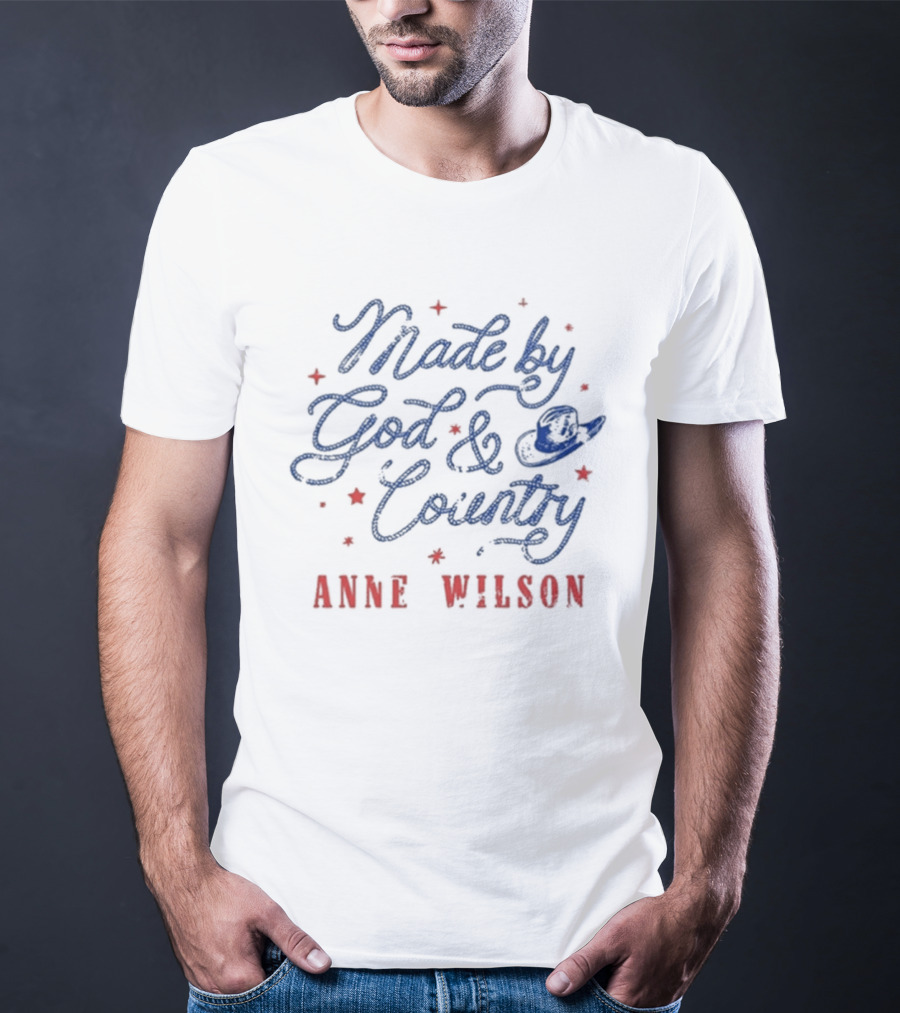 Anne Wilson Made By God And Country Red And Blue Stars T-Shirt