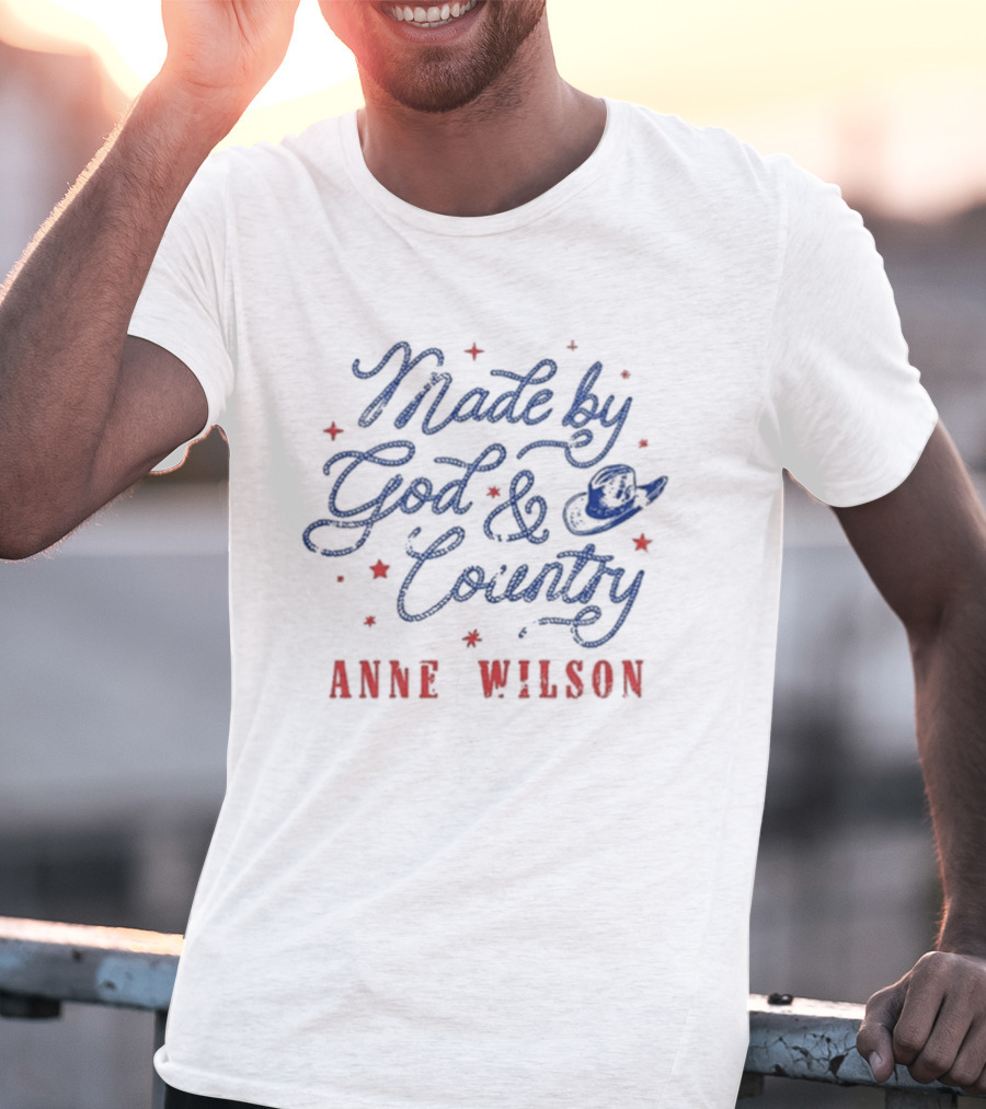 Anne Wilson Made By God And Country Red And Blue Stars T-Shirt