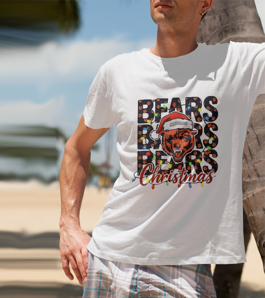 Bears Christmas Bear Santa Claus Chicago Bears Football T-Shirt