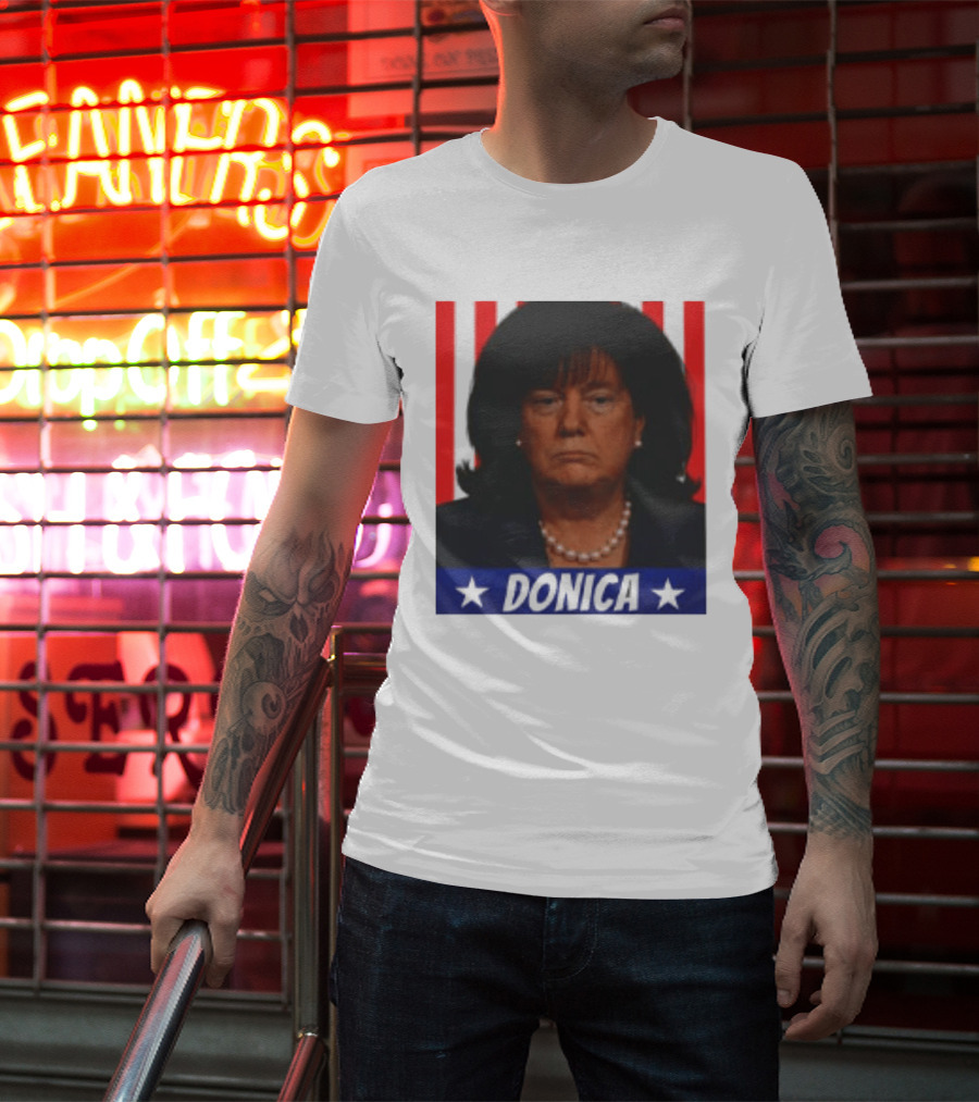 Donica Lewinsky 2025 Campaign Style Stars Red Stripes T-Shirt