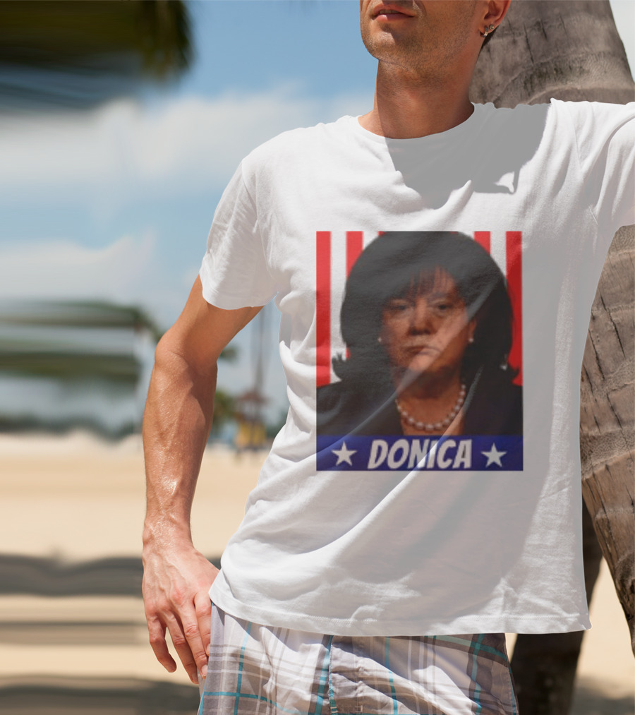 Donica Lewinsky 2025 Campaign Style Stars Red Stripes T-Shirt