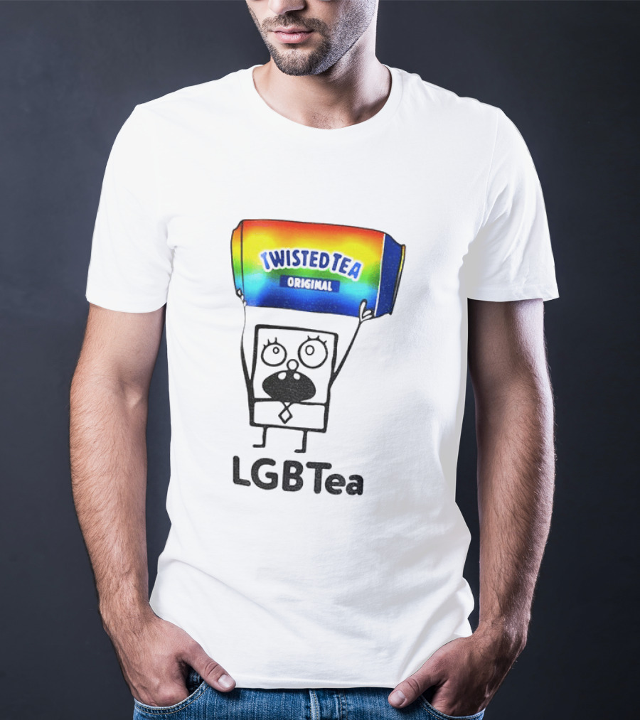 Doodlebob Holding Rainbow Twisted Tea Original LGBTea Pride LGBTQ+ T-Shirt
