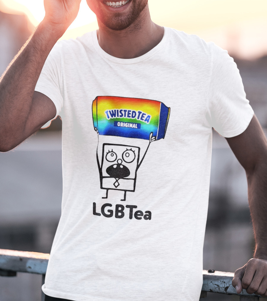 Doodlebob Holding Rainbow Twisted Tea Original LGBTea Pride LGBTQ+ T-Shirt