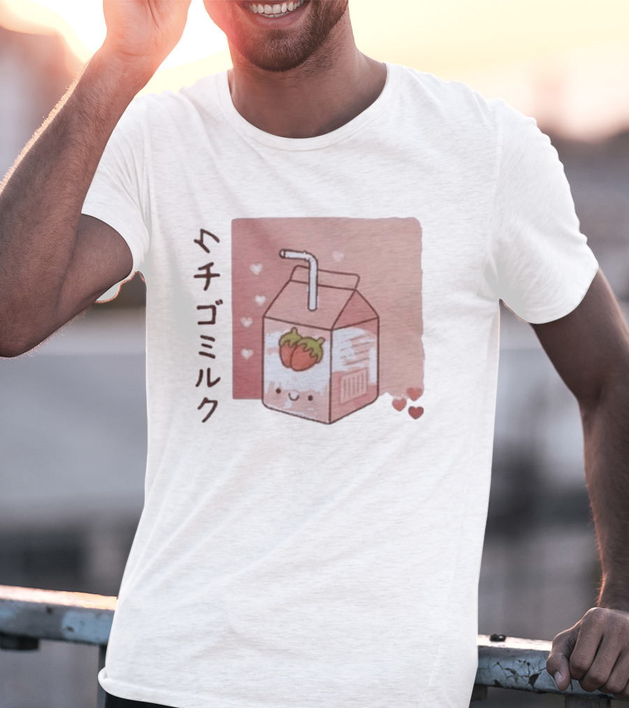 Strawberry Milk Kawaii Cartoon Fight Or Flight Lucas Reyes T-Shirt