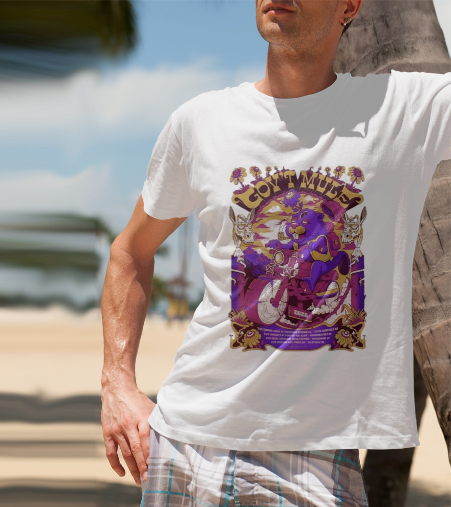Gov't Mule Summer Tour 2026 Psychedelic Bear Riding Motorcycle Concert Dates And Locations T-Shirt