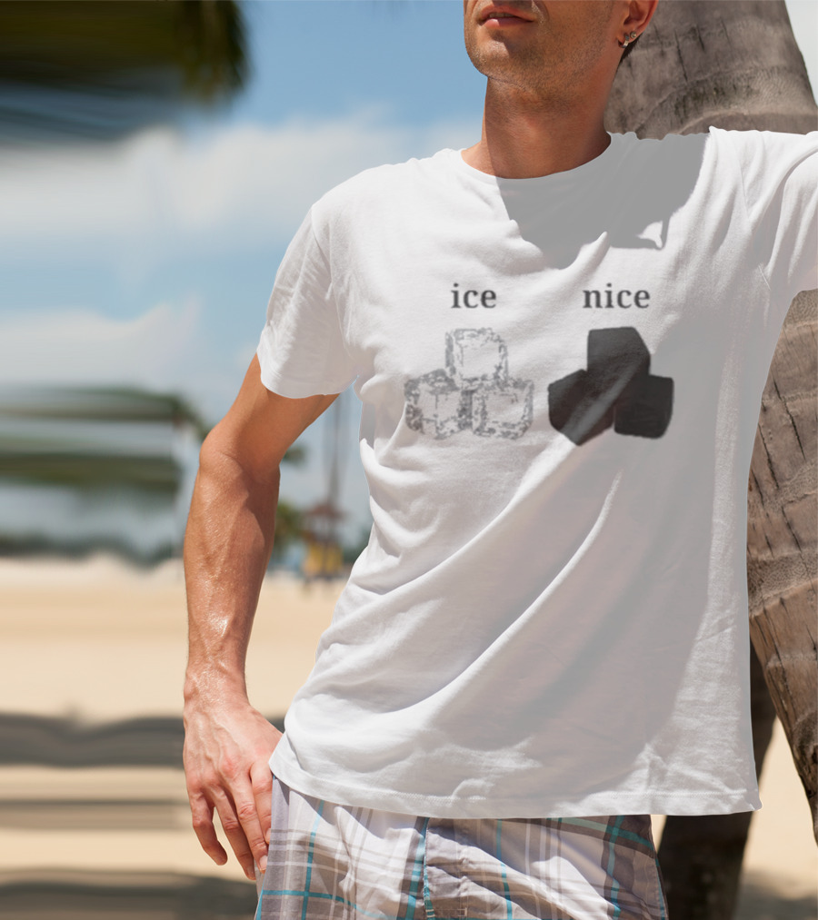 Ice Vs Nice Cubes Playful Word T-Shirt