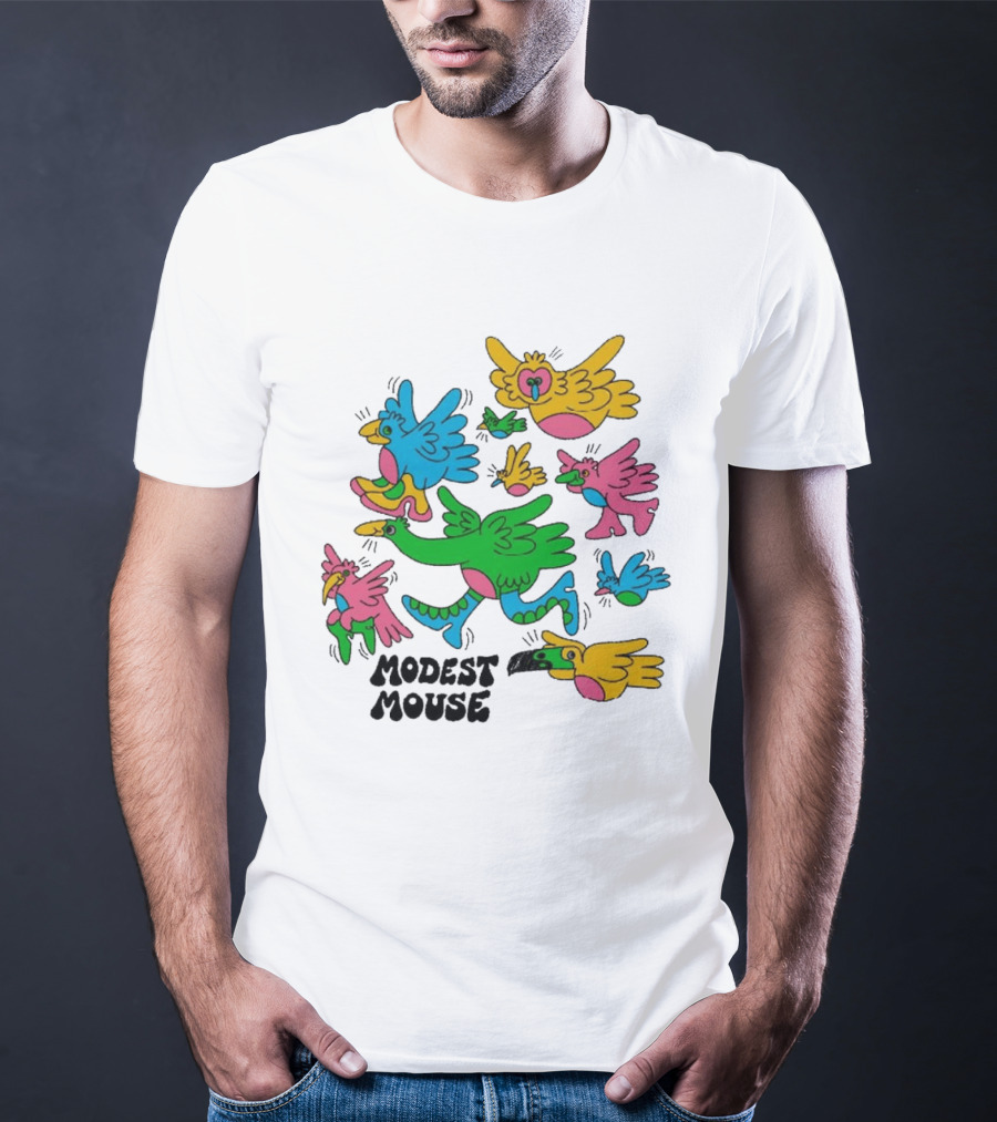 Modest Mouse Colorful Birds Flock T-Shirt