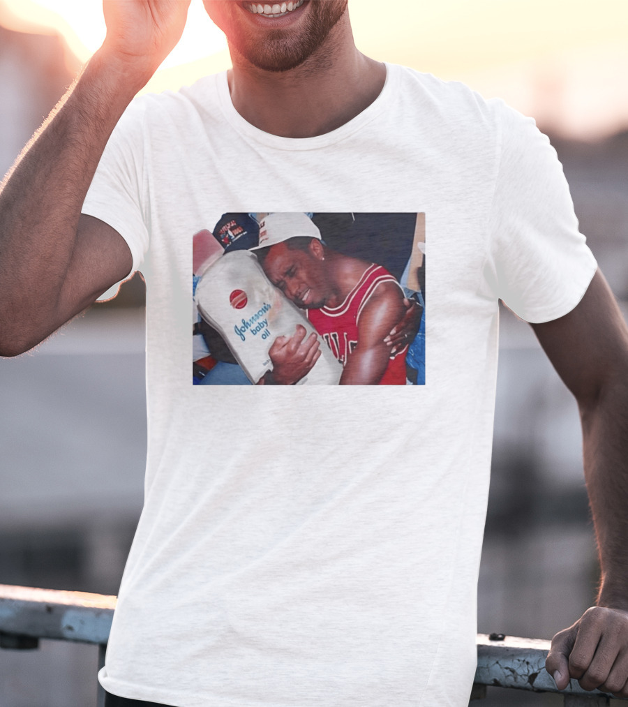P.Diddy Crying Meme Johnson's Baby Oil Bulls Jersey T-Shirt