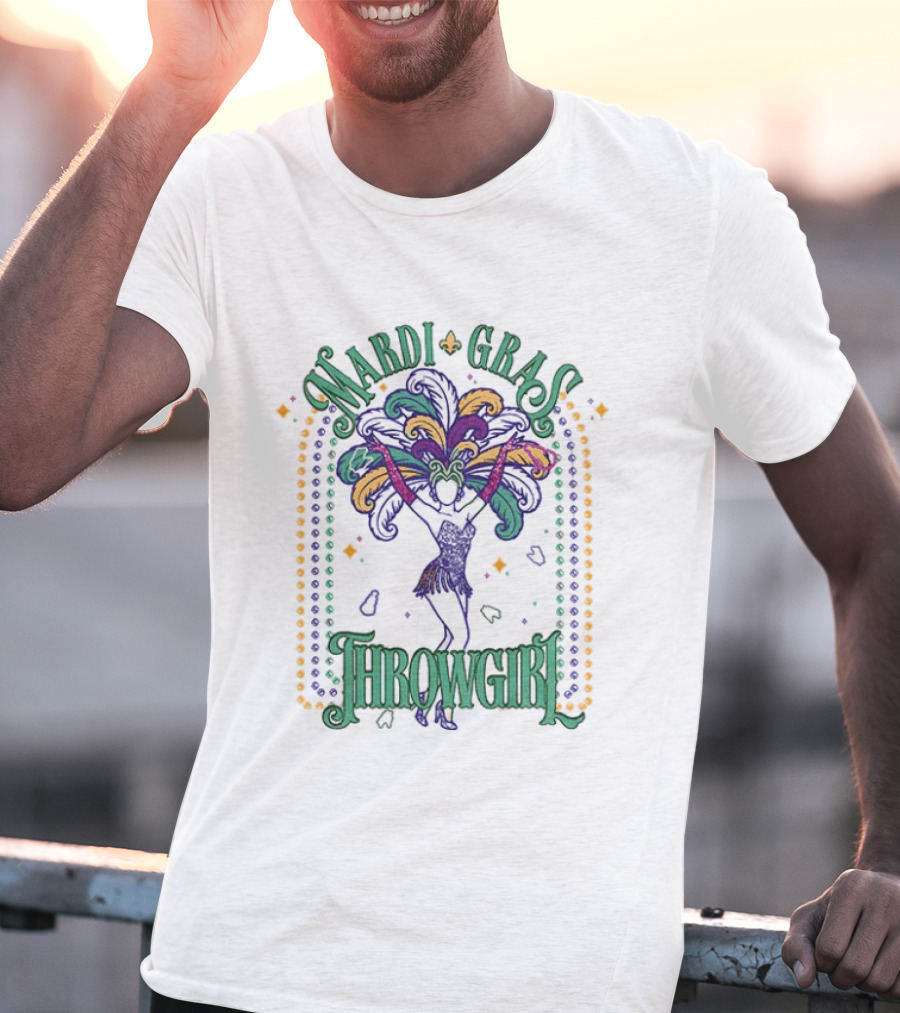 Mardi Gras Throw Girl Feather Dance Costume Celebration T-Shirt