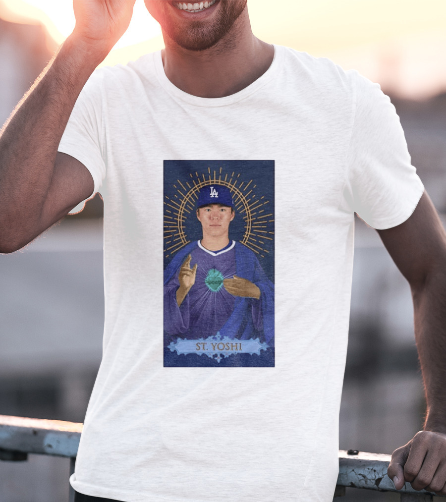 Yoshinobu Yamamoto Dodgers St. Yoshi Halo Icon MLB T-Shirt