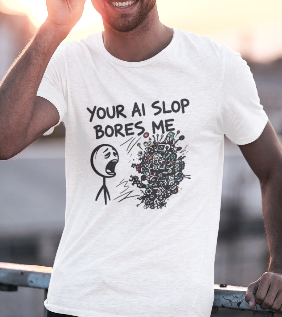 Your AI Slop Bores Me Stick Figure Expression With Colorful Scribbles T-Shirt