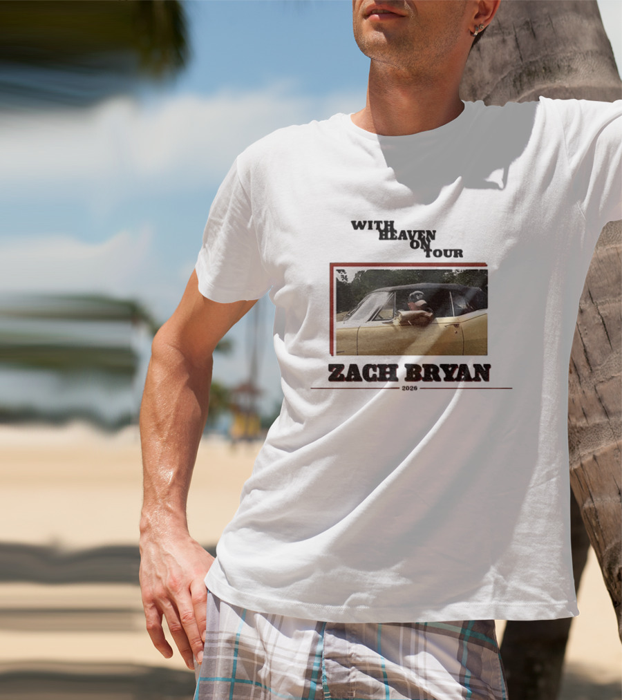 Zach Bryan With Heaven On Tour 2026 Yellow Convertible Country Music T-Shirt
