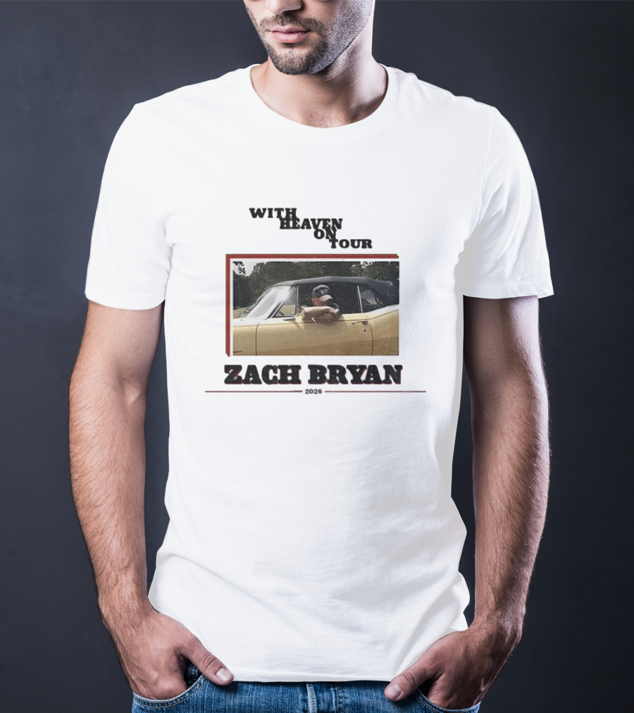 Zach Bryan With Heaven On Tour 2026 Yellow Convertible Country Music T-Shirt