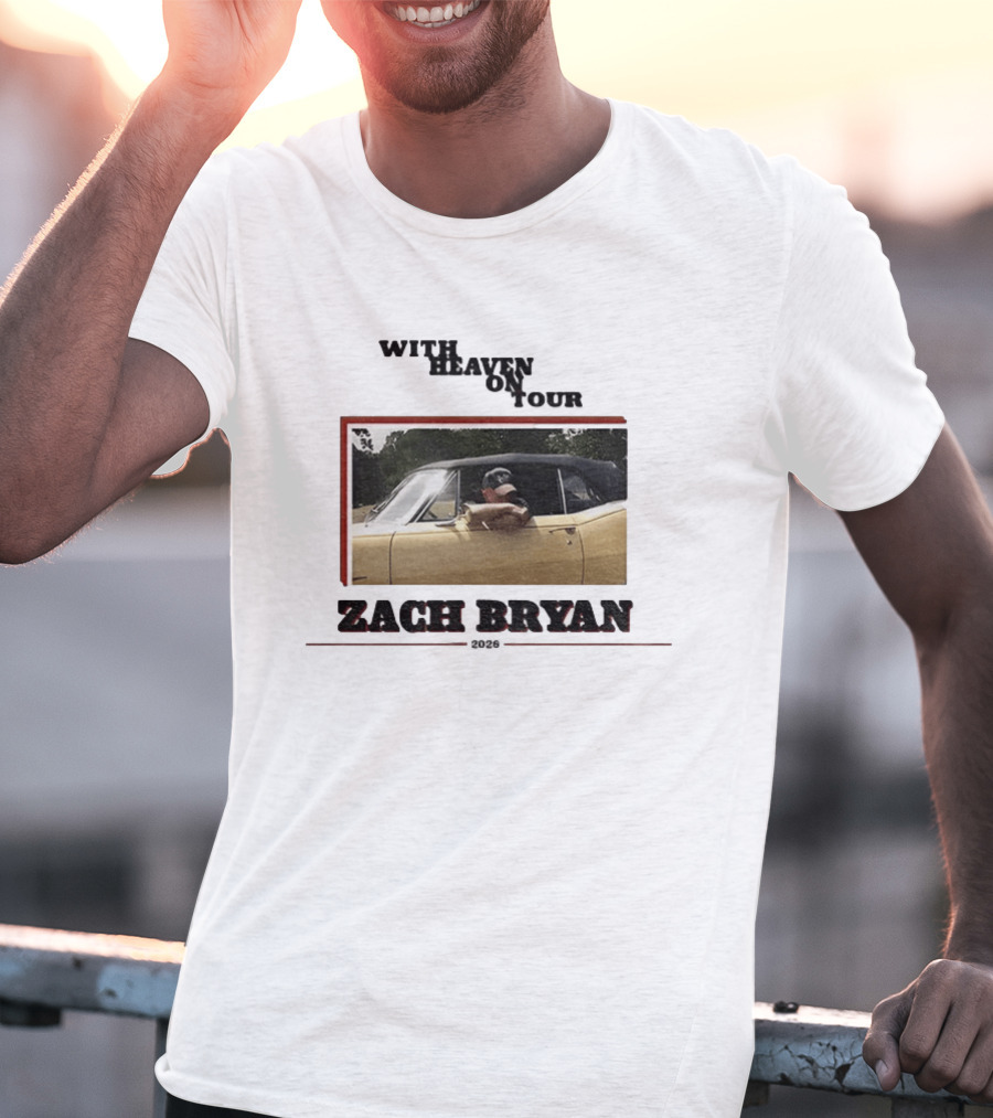Zach Bryan With Heaven On Tour 2026 Yellow Convertible Country Music T-Shirt