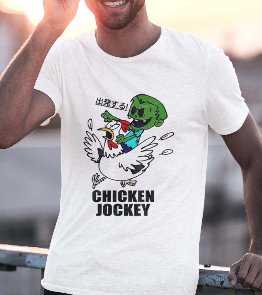 Zombie Chicken Jockey Exclamation Anime T-Shirt