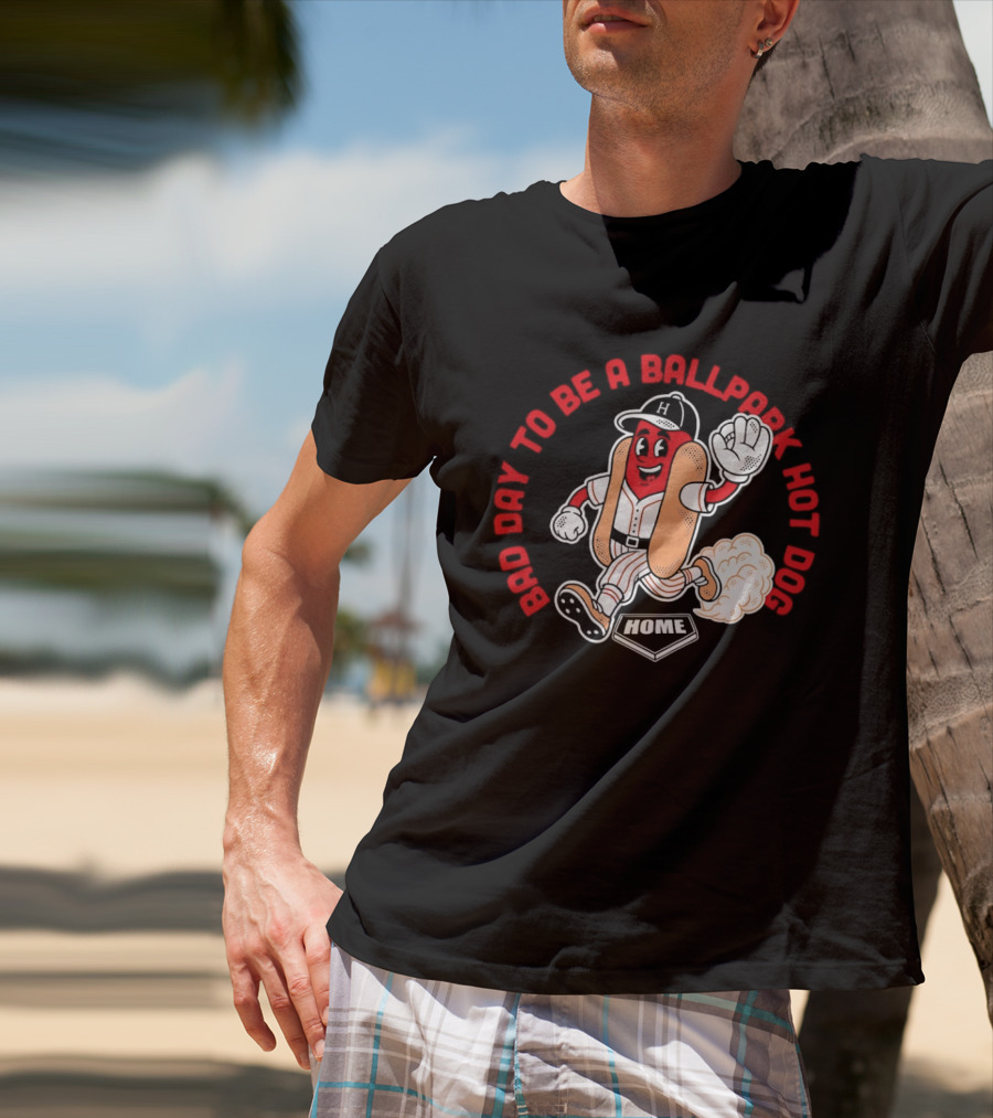 Bad Day To Be A Ballpark Hot Dog Cleveland Baseball Cartoon T-Shirt