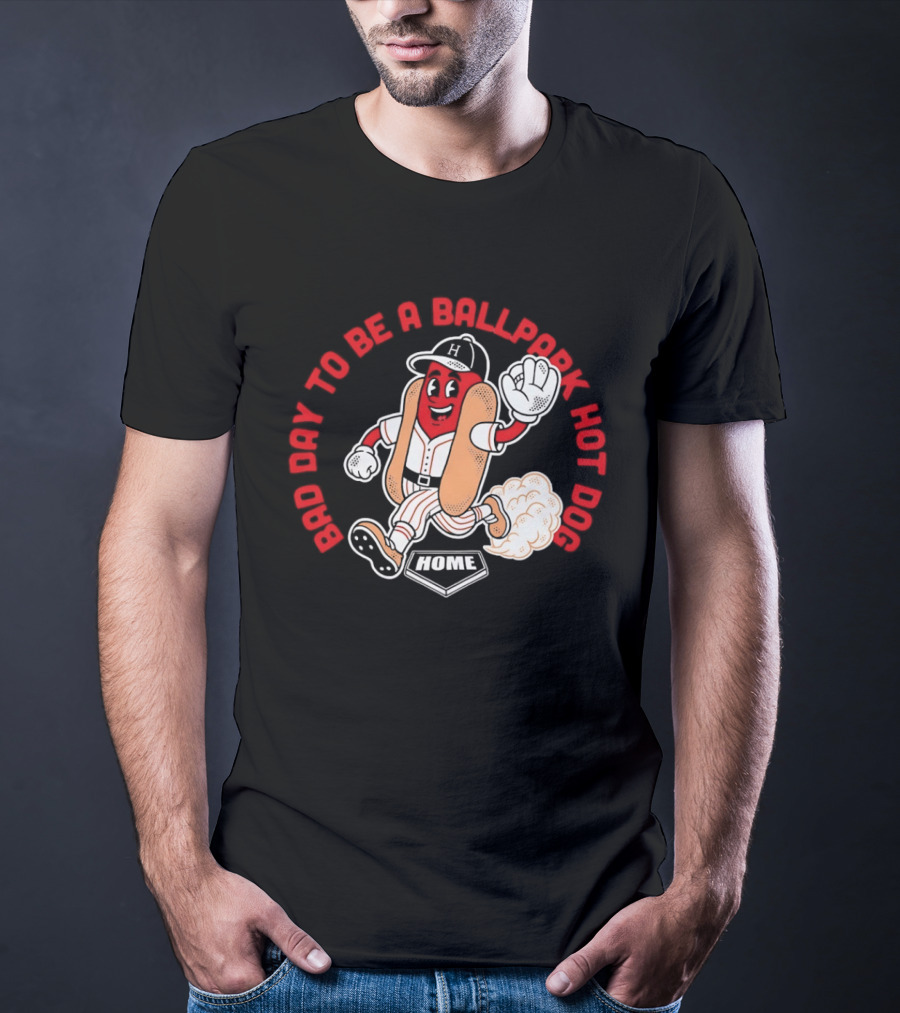 Bad Day To Be A Ballpark Hot Dog Cleveland Baseball Cartoon T-Shirt