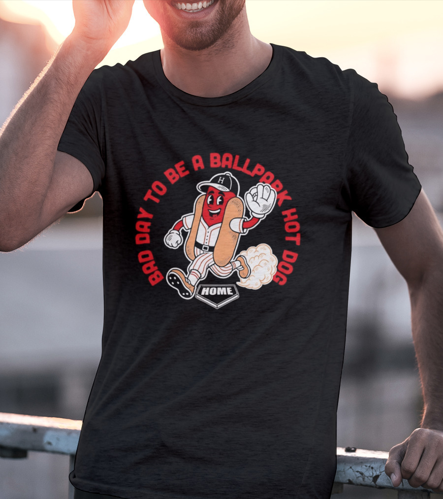 Bad Day To Be A Ballpark Hot Dog Cleveland Baseball Cartoon T-Shirt