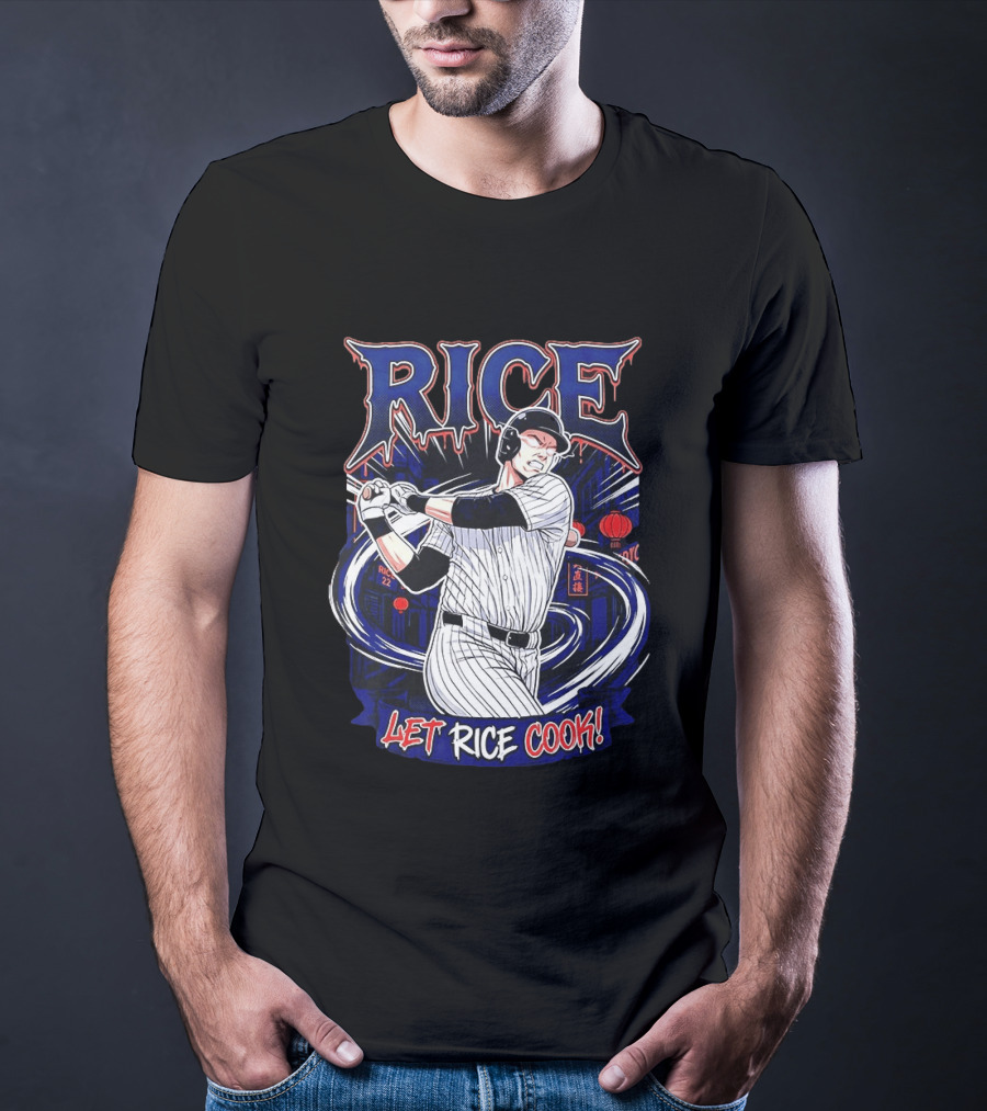 Rice Let Rice Cook New York Yankees Baseball Cartoon T-Shirt