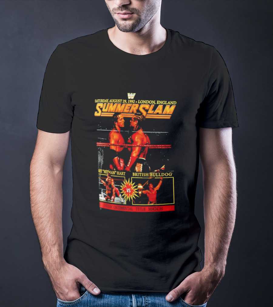 WWF SummerSlam 1992 Bret Hart Vs British Bulldog London England T-Shirt