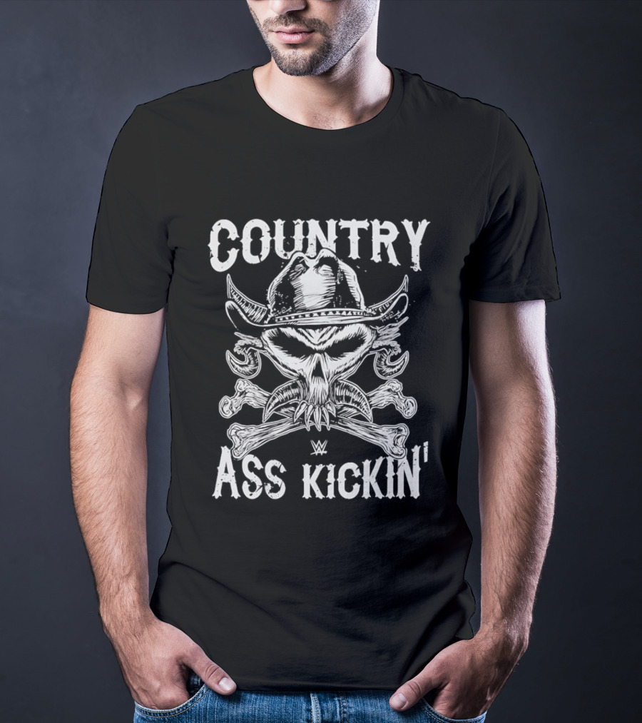 WWE Brock Lesnar Country Ass Kickin Cowboy Skull And Crossbones T-Shirt
