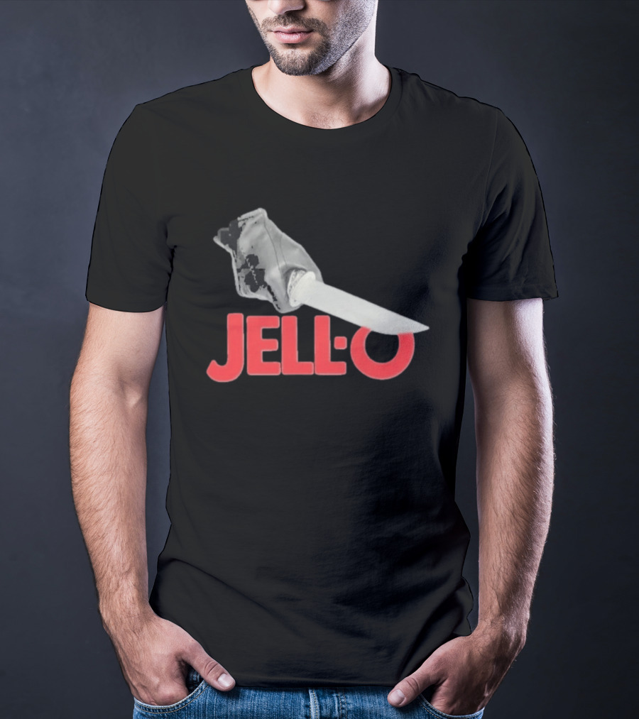 Jello Knife Red Oozing Text And Gloved Dagger T-Shirt