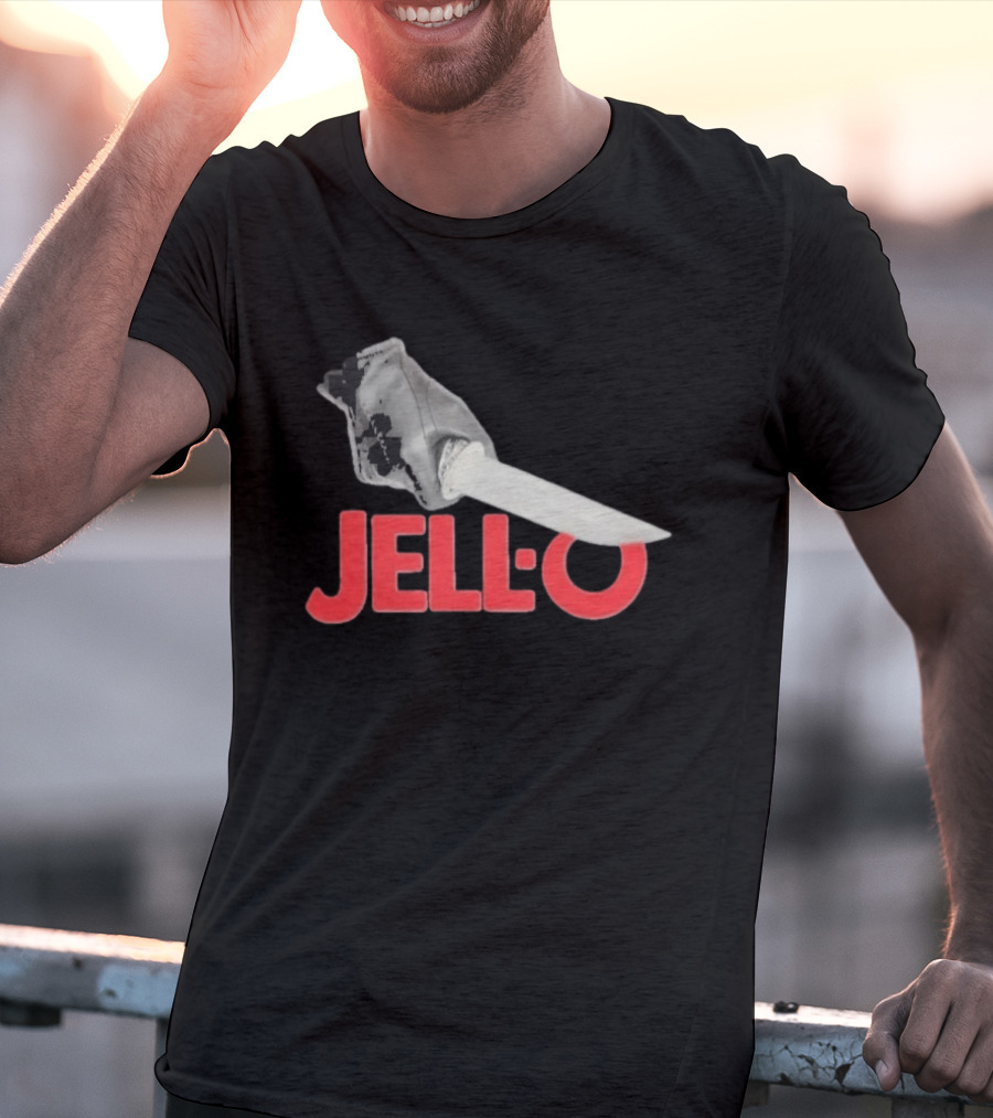 Jello Knife Red Oozing Text And Gloved Dagger T-Shirt