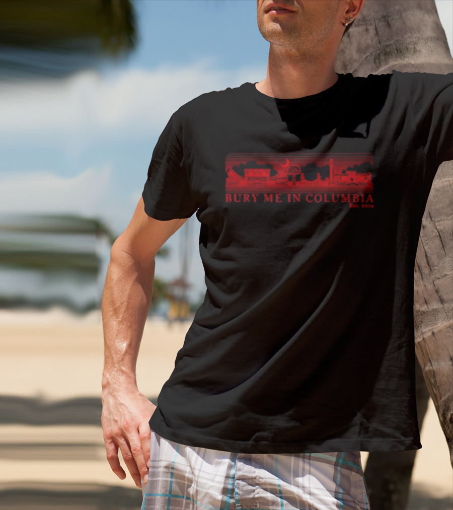 Bury Me In Columbia City Skyline Est 2014 Moon And Trees T-Shirt