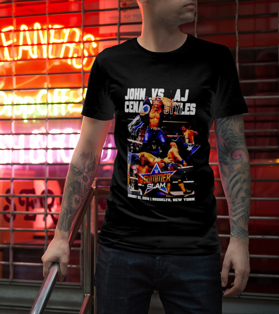 John Cena Vs AJ Styles WWE SummerSlam 2016 Barclays Center August 21 Brooklyn New York T-Shirt