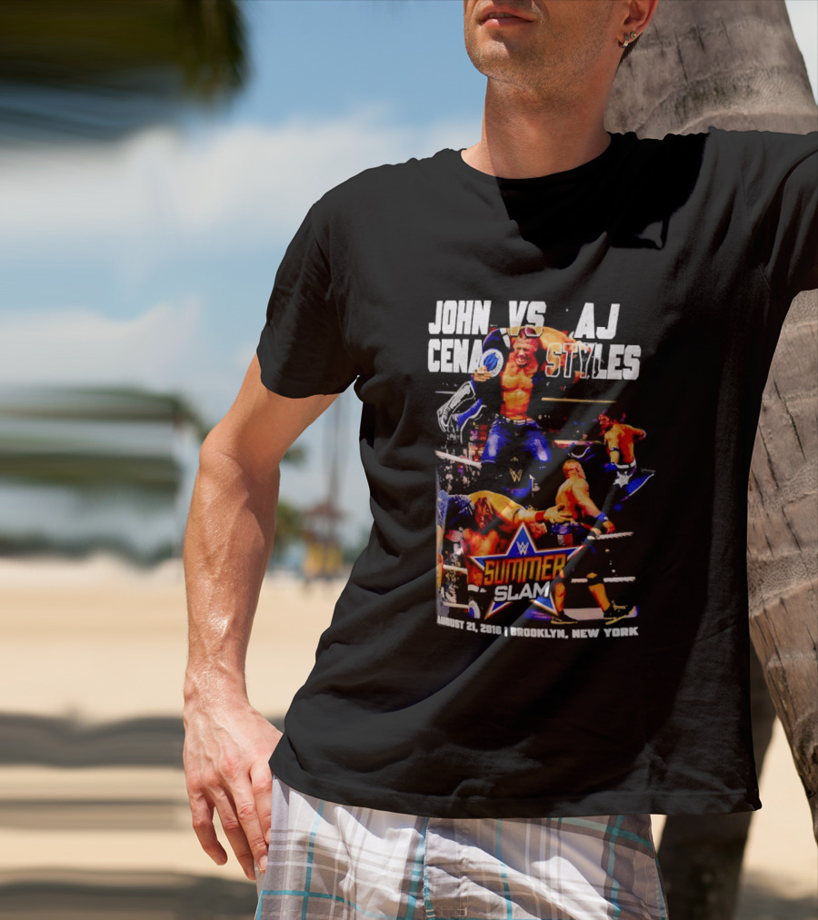 John Cena Vs AJ Styles WWE SummerSlam 2016 Barclays Center August 21 Brooklyn New York T-Shirt