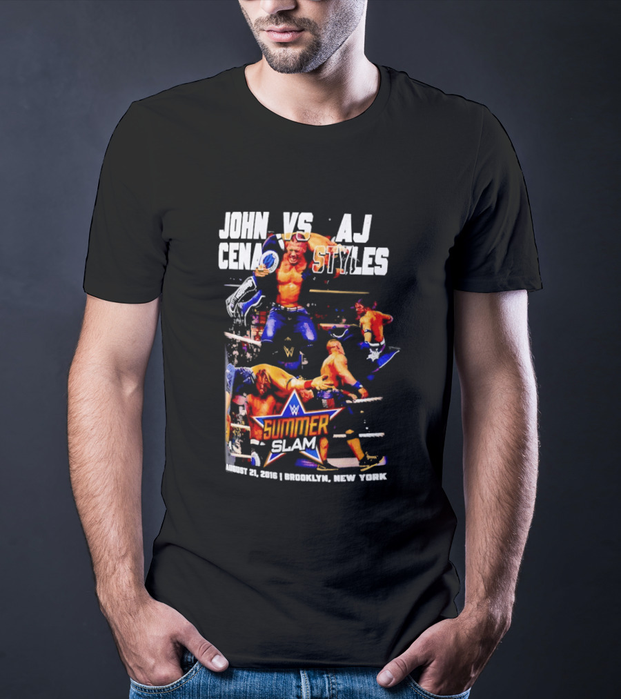 John Cena Vs AJ Styles WWE SummerSlam 2016 Barclays Center August 21 Brooklyn New York T-Shirt