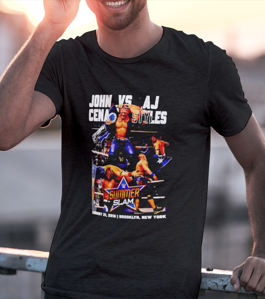 John Cena Vs AJ Styles WWE SummerSlam 2016 Barclays Center August 21 Brooklyn New York T-Shirt