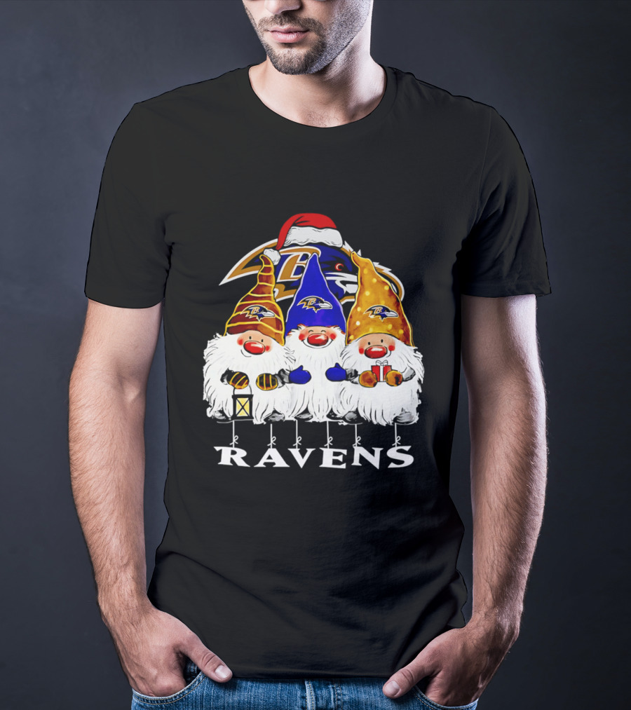 Gnomes Baltimore Ravens Christmas T-Shirt
