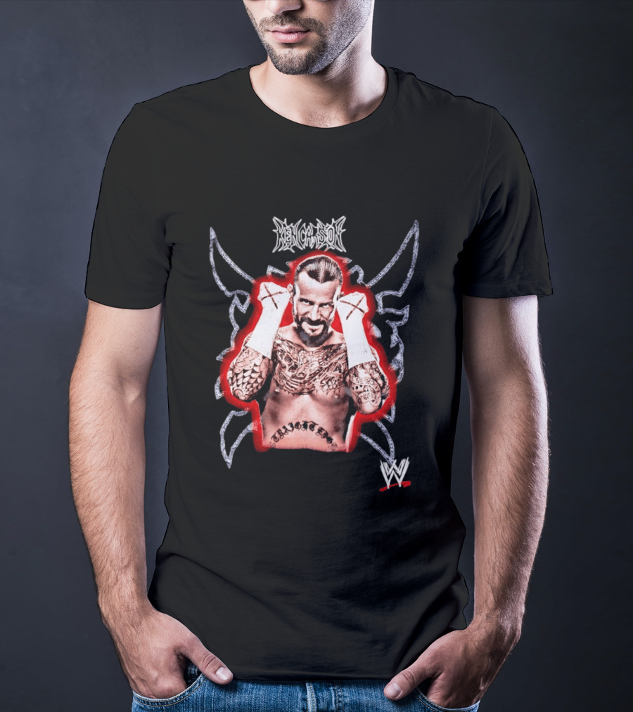 Ken Carson CM Punk WWE Logo Tattooed MMA Fighter T-Shirt