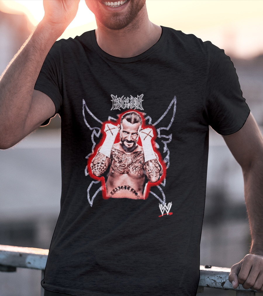 Ken Carson CM Punk WWE Logo Tattooed MMA Fighter T-Shirt