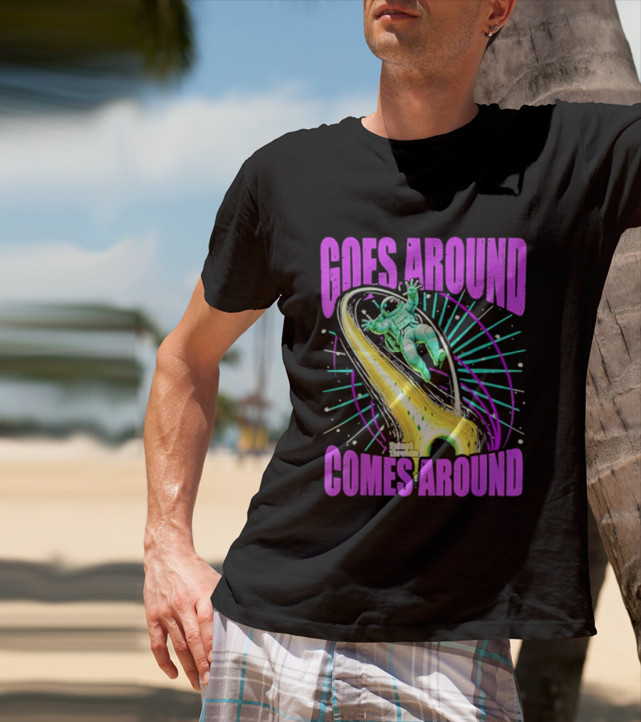 Goes Around Comes Around Astronaut Floating Space Retro Aesthetic T-Shirt