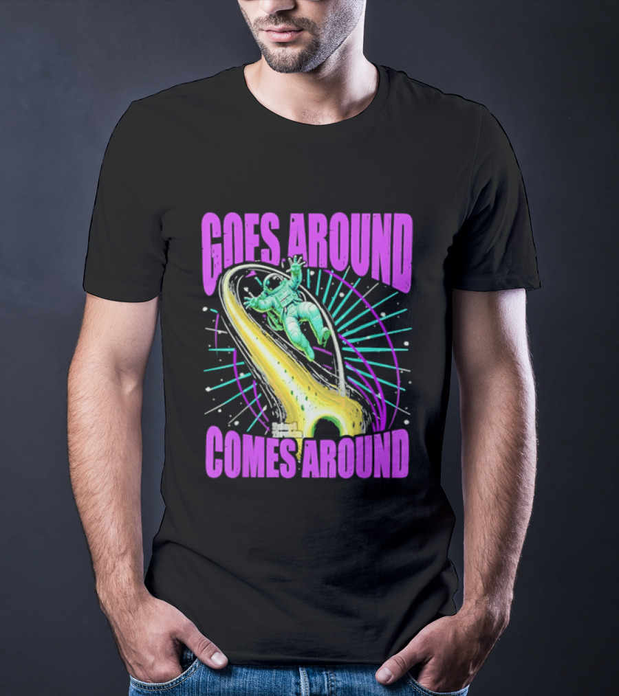 Goes Around Comes Around Astronaut Floating Space Retro Aesthetic T-Shirt