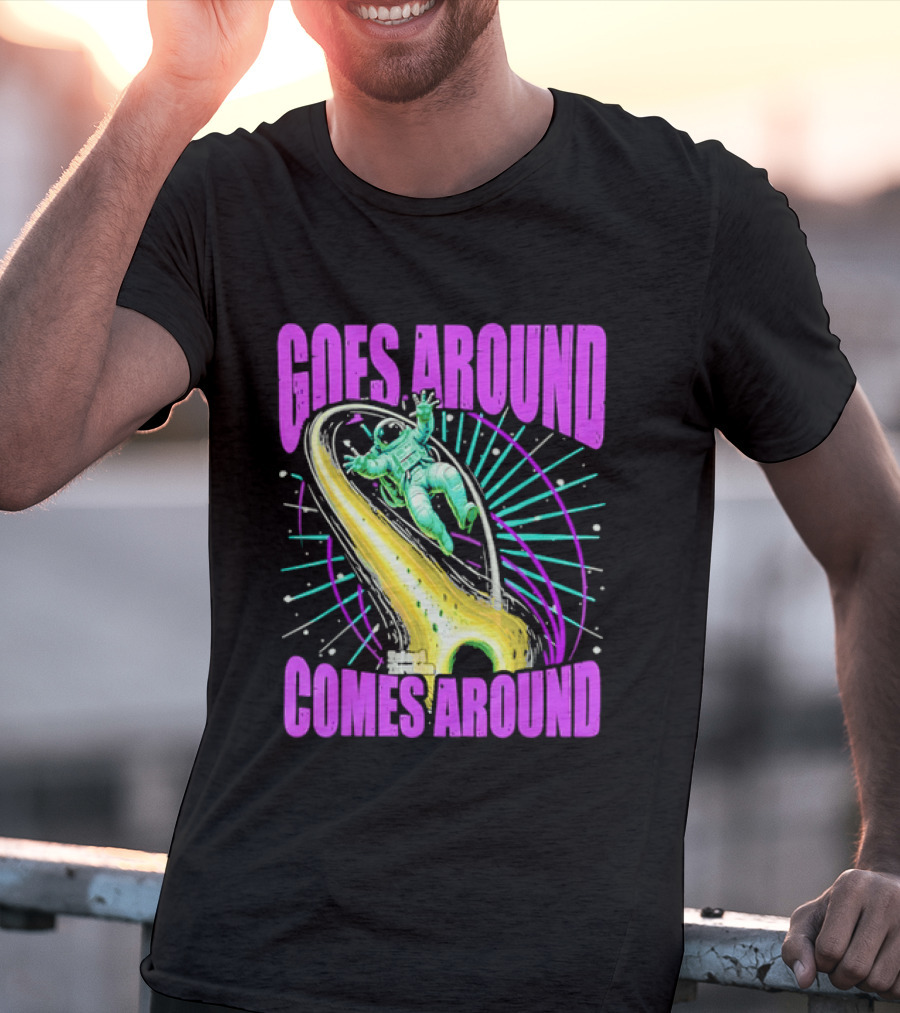 Goes Around Comes Around Astronaut Floating Space Retro Aesthetic T-Shirt
