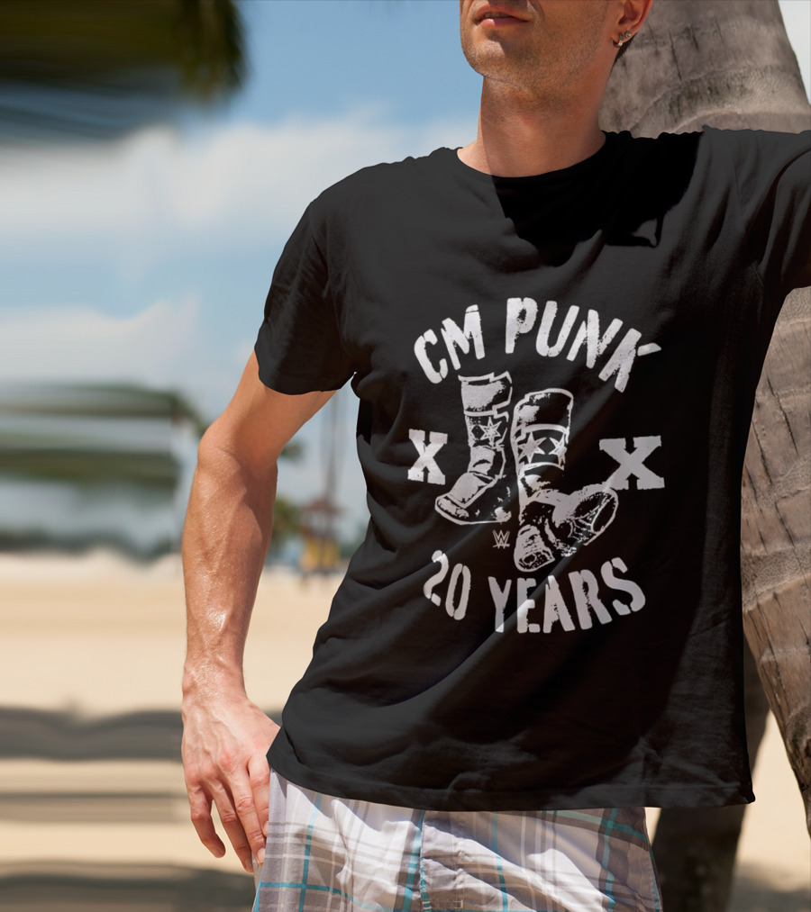 CM Punk 20 Years WWE Boots XX T-Shirt