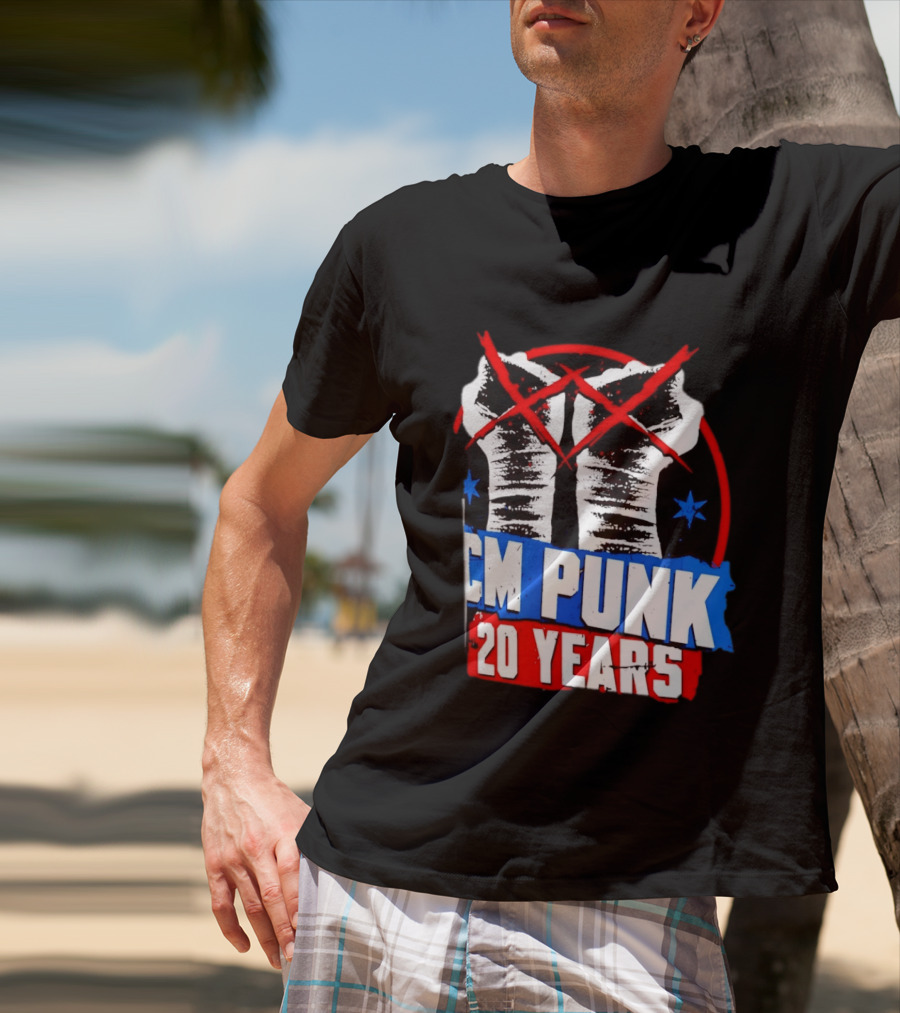 CM Punk 20 Years WWE Fists T-Shirt