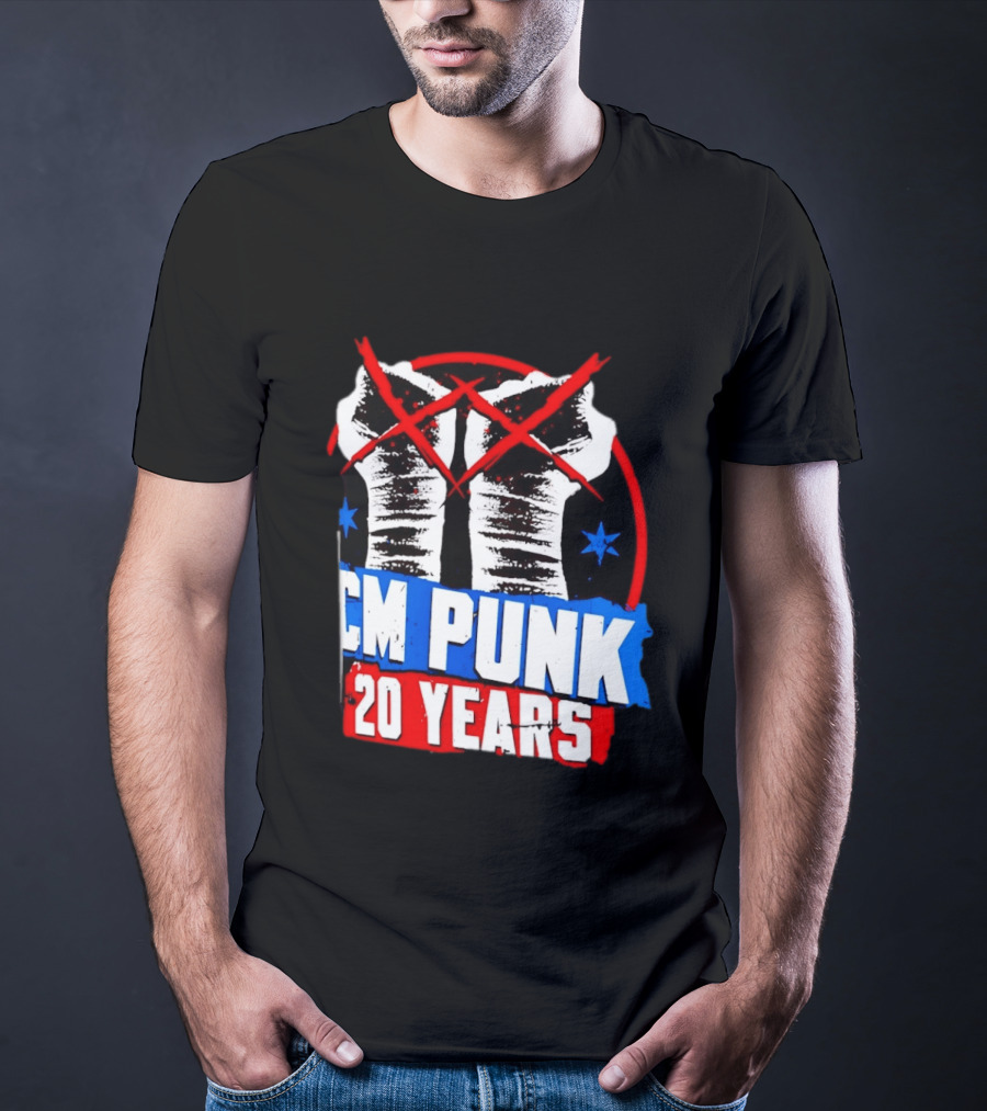 CM Punk 20 Years WWE Fists T-Shirt