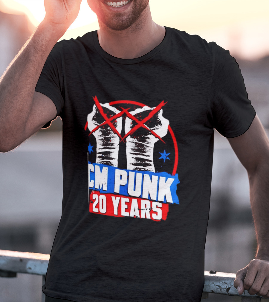 CM Punk 20 Years WWE Fists T-Shirt