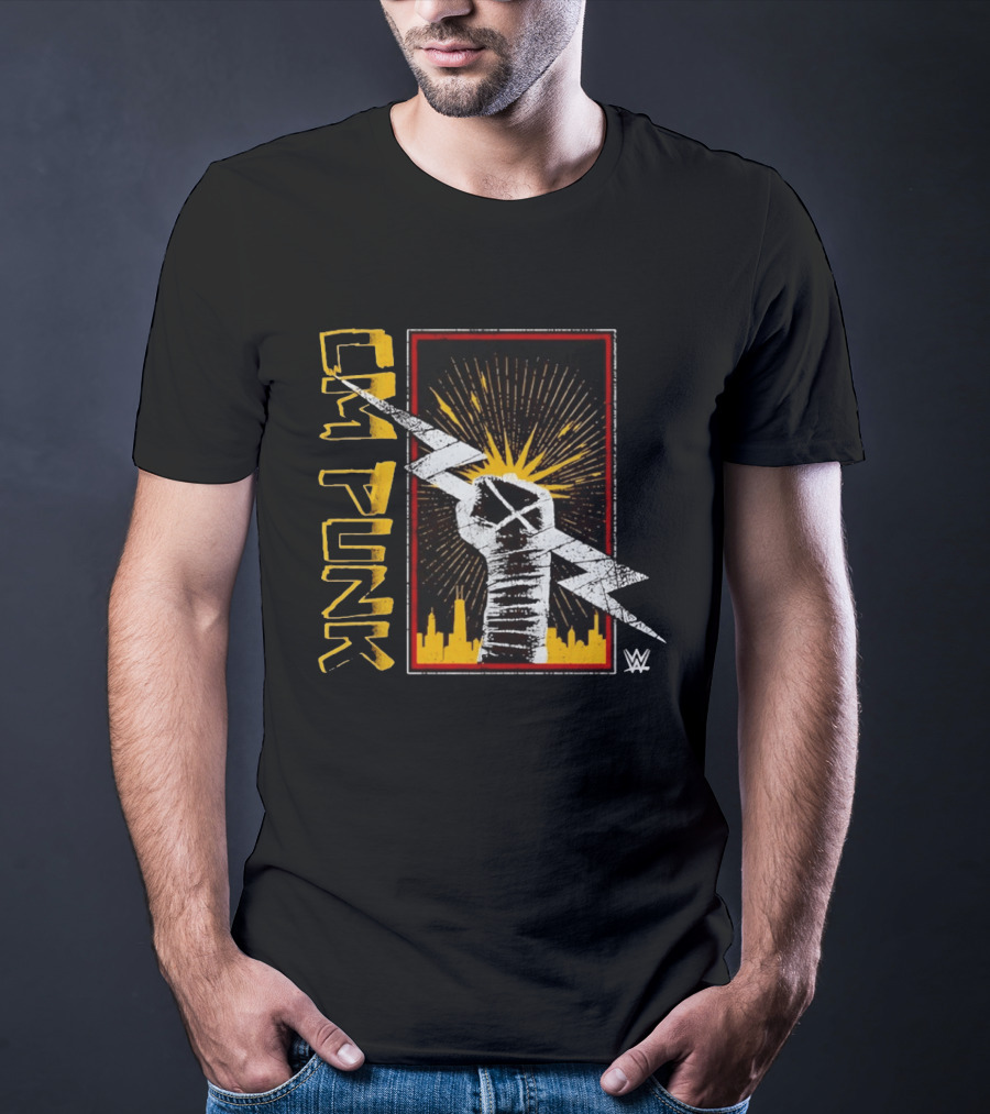 CM Punk WWE Best In The World Lightning Bolt Chicago Skyline Fist T-Shirt