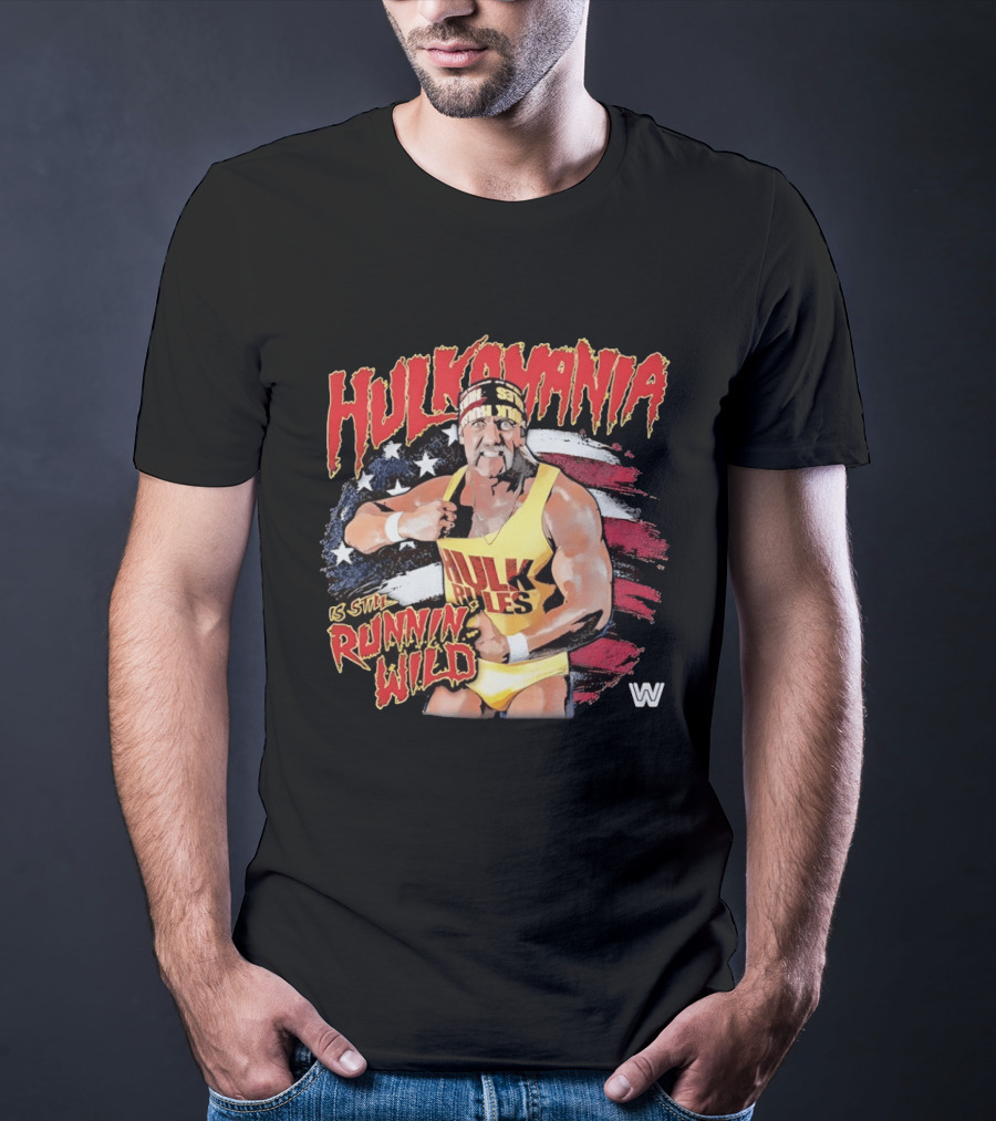 Hulk Hogan Hulkamania Runnin Wild American Flag WWE T-Shirt