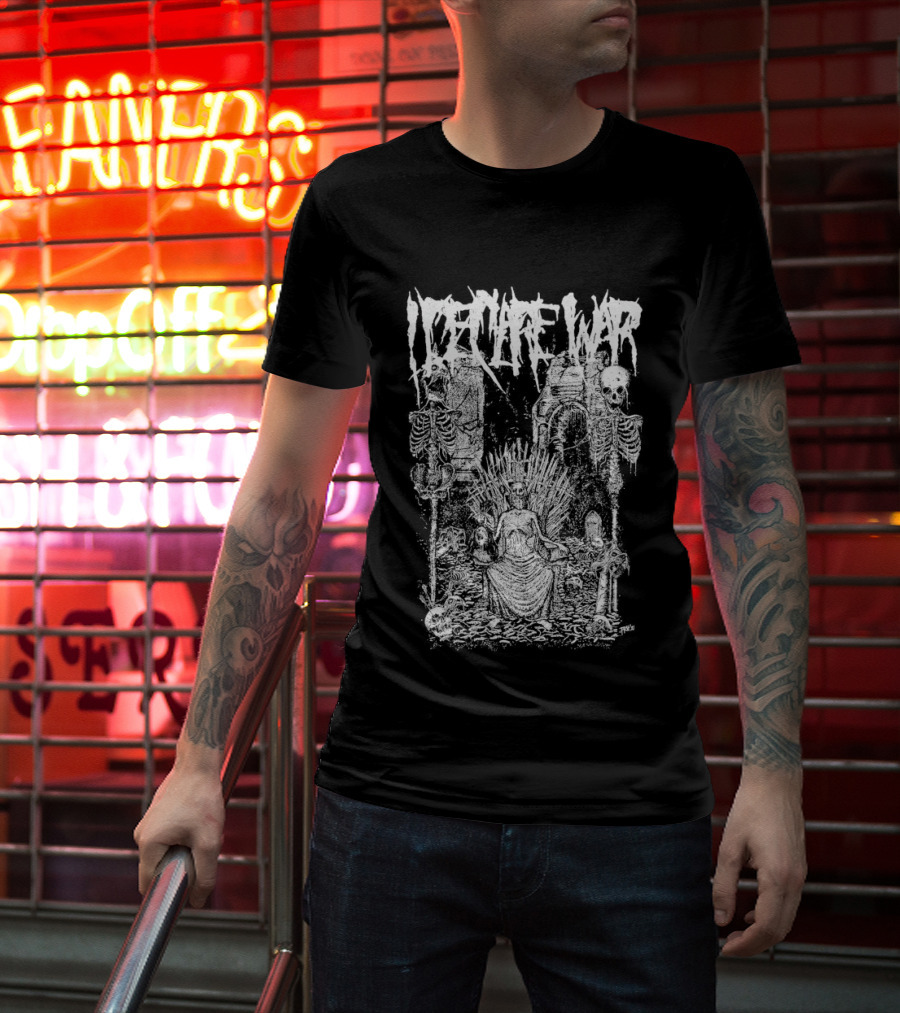 I Declare War Throne Skeleton Warriors Medieval Battle Scene T-Shirt